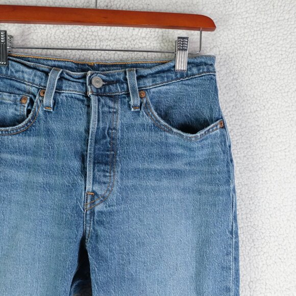 Levis 501 Jeans Womens 28 Blue Straight Leg Button Fly Heavyweight Classic 30L - Picture 2 of 13